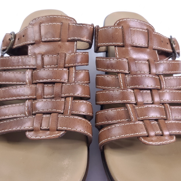 Dansko Brown Strappy Leather Adjustable Slip On Open Toe Platform Clog Sandal 37 - Picture 6 of 11